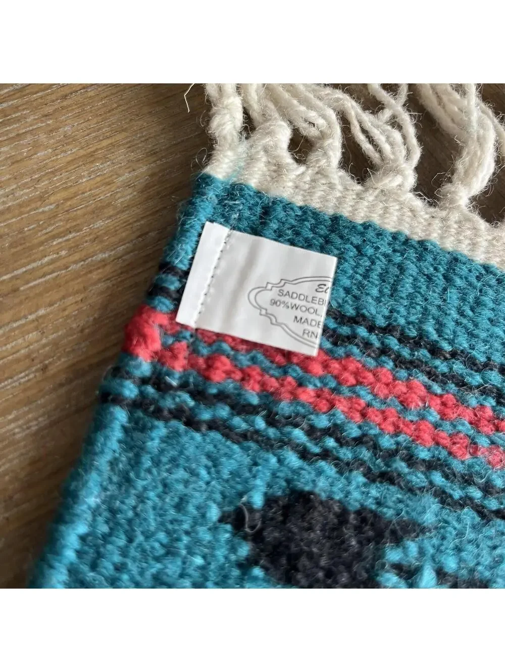 El Paso Blanket Company Woven Table Rug Fringe 90% Wool 15” X 10.5”